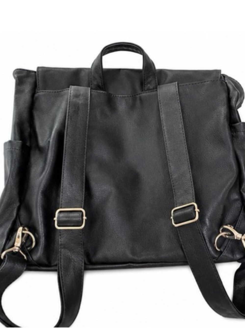 thirty-one Black Leather Laptop Backpack with Gold-Tone Accents